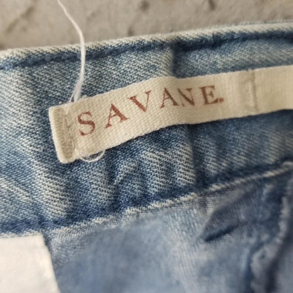 Savane Shorts Mens 40 Blue Denim Cargo 100% Cotton Elastic Waist 7 Inseam Casual